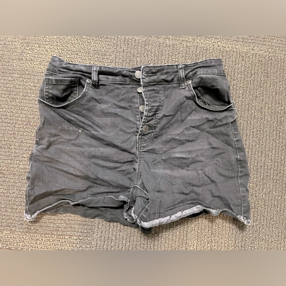 Maurices Black Button Up Super High-Rise Jean Shorts Size 12